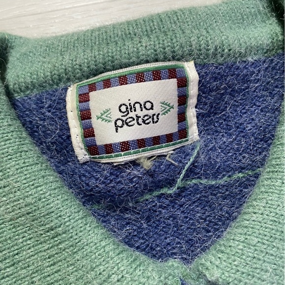 Vintage Gina Peters Henley Wool Blend Indian Blanket Sweater, Est. Sz Med-Large - Picture 4 of 7